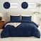 CozyLux Full Size Comforter Set Navy Blue 3 Pieces Lightweight Down Alternative Quilted Bedding Sets All Season Soft Breathable Solid Comforter with 2 Pillowcases Luxury Bed Set Gift for Home