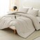 CozyLux King Size Comforter Set Oatmeal 3 Pieces Lightweight Down Alternative Quilted Bedding Sets Gray All Season Soft Breathable Solid Comforter with 2 Pillowcases Luxury Bed Set Gift for Home