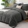 CozyLux Queen Comforter Set 270GSM Dark Grey Bedding Sets for All Seasons 3 Pieces Box Stitched Bed Set with 1 Down Alternative Comforter and 2 Pillow Shams Soft Lightweight Breathable