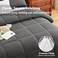 CozyLux Queen Comforter Set 270GSM Dark Grey Bedding Sets for All Seasons 3 Pieces Box Stitched Bed Set with 1 Down Alternative Comforter and 2 Pillow Shams Soft Lightweight Breathable