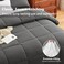 CozyLux Queen Comforter Set 270GSM Dark Grey Bedding Sets for All Seasons 3 Pieces Box Stitched Bed Set with 1 Down Alternative Comforter and 2 Pillow Shams Soft Lightweight Breathable