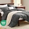CozyLux Queen Comforter Set 270GSM Dark Grey Bedding Sets for All Seasons 3 Pieces Box Stitched Bed Set with 1 Down Alternative Comforter and 2 Pillow Shams Soft Lightweight Breathable