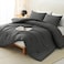 CozyLux Queen Comforter Set Dark Grey 3 Pieces Lightweight Comforters Queen Size Bedding Sets Dark Gray All Season Solid Down Alternative Comforter with 2 Pillowcases Soft Bed Set Gift for Home