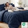 CozyLux Twin XL Comforter Set Navy Blue 5 Pieces Twin Extra Long Pintuck Bed in A Bag for College Dorm All Season Bed Set Gift Pinch Pleat Bedding Set with Comforter Sheets Pillowcase Sham