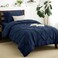 CozyLux Twin XL Comforter Set Navy Blue 5 Pieces Twin Extra Long Pintuck Bed in A Bag for College Dorm All Season Bed Set Gift Pinch Pleat Bedding Set with Comforter Sheets Pillowcase Sham