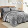 DJY Gray Comforter Set Queen Size Branch Botanical Bed in a Bag 7 Piece Grey Floral Comforter Soft Microfiber Branches Pattern Bedding Set for All Season 90x90