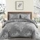DJY Gray Comforter Set Queen Size Branch Botanical Bed in a Bag 7 Piece Grey Floral Comforter Soft Microfiber Branches Pattern Bedding Set for All Season 90x90