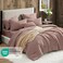 Geniospin Queen Comforter Set 7 Pieces Comforter Queen Size Soft Solid Bedding Set for All Season Textured Bed in a Bag with Sheets Pillowcases Shams Misty Rose 90x90