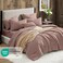 Geniospin Queen Comforter Set 7 Pieces Comforter Queen Size Soft Solid Bedding Set for All Season Textured Bed in a Bag with Sheets Pillowcases Shams Misty Rose 90x90