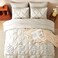 HIMEET Full Size Comforter Set Beige 7 Pieces Pintuck Bed in a Bag Pinch Pleat Modern Room Decor AllSeason Soft Bedding Gift with Comforter Sheets Pillowcases Shams