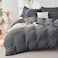 HYMOKEGE California King Comforter Set Seersucker 7 Pieces All Season Luxury Bed in a Bag for Bedroom Bedding Set with Comforters Sheets Pillowcases Shams Dark Grey