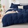 HYMOKEGE Navy BlueLight Grey King Size Comforter Set Seersucker 7 Pieces All Season Luxury Bed in a Bag for Bedroom Bedding Set with Comforter Sheets Pillowcases Shams
