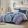 Intelligent Design Complete Bed In A Bag Casual Boho Comforter with Sheet Set Decorative Pillow All Season Bedding Set Full Loretta Navy 9 Piece