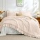 JOLLYVOGUE Beige Queen Comforter Set 3 Pieces Seersucker Comforters Queen Size Lightweight Fluffy Bedding Sets Queen for All Season with 1 Ruffle Comforter and 2 Ruffle Pillowshams