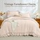 JOLLYVOGUE Beige Queen Comforter Set 3 Pieces Seersucker Comforters Queen Size Lightweight Fluffy Bedding Sets Queen for All Season with 1 Ruffle Comforter and 2 Ruffle Pillowshams