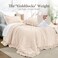 JOLLYVOGUE Beige Queen Comforter Set 3 Pieces Seersucker Comforters Queen Size Lightweight Fluffy Bedding Sets Queen for All Season with 1 Ruffle Comforter and 2 Ruffle Pillowshams
