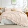 JOLLYVOGUE Beige Queen Comforter Set 3 Pieces Seersucker Comforters Queen Size Lightweight Fluffy Bedding Sets Queen for All Season with 1 Ruffle Comforter and 2 Ruffle Pillowshams