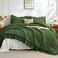 JOLLYVOGUE Dark Green Queen Comforter Set 3 Pieces Seersucker Comforters Queen Size Lightweight Fluffy Bedding Sets Queen for All Season with 1 Ruffle Comforter and 2 Ruffle Pillowshams