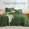 JOLLYVOGUE Dark Green Queen Comforter Set 3 Pieces Seersucker Comforters Queen Size Lightweight Fluffy Bedding Sets Queen for All Season with 1 Ruffle Comforter and 2 Ruffle Pillowshams