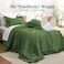 JOLLYVOGUE Dark Green Queen Comforter Set 3 Pieces Seersucker Comforters Queen Size Lightweight Fluffy Bedding Sets Queen for All Season with 1 Ruffle Comforter and 2 Ruffle Pillowshams