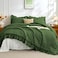 JOLLYVOGUE Dark Green Queen Comforter Set 3 Pieces Seersucker Comforters Queen Size Lightweight Fluffy Bedding Sets Queen for All Season with 1 Ruffle Comforter and 2 Ruffle Pillowshams