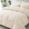 JOLLYVOGUE Full Comforter Set UltraSoft Bed in a Bag Full Size 7 Pieces OekoTEX Certified Bedding Set with Down Alternative Comforter Sheets Pillowcases Shams Beige