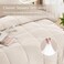 JOLLYVOGUE Full Comforter Set UltraSoft Bed in a Bag Full Size 7 Pieces OekoTEX Certified Bedding Set with Down Alternative Comforter Sheets Pillowcases Shams Beige