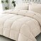 JOLLYVOGUE Full Comforter Set UltraSoft Bed in a Bag Full Size 7 Pieces OekoTEX Certified Bedding Set with Down Alternative Comforter Sheets Pillowcases Shams Beige