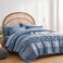 KAKIJUMN Blue Tufted Comforter Set King Size 7 Piece Bed in a Bag Shabby Chic Boho Comforter and Sheet Set Pom Pom Textured Bed Set All Season Soft Microfiber Complete Bedding SetBlueKing