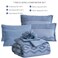 KAKIJUMN Blue Tufted Comforter Set King Size 7 Piece Bed in a Bag Shabby Chic Boho Comforter and Sheet Set Pom Pom Textured Bed Set All Season Soft Microfiber Complete Bedding SetBlueKing