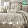 LANCO MODERN LIFESTYLE Beige Queen Comforter Set 7 Pieces Jacquard Woven with Damask Bedding Set in a Bag Includes Comforter Bed Skirt Pillow Shams and Decorative Pillows