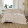 Litanika Full Comforter Set Beige 3 Pieces Khaki Ruffle Farmhouse Aesthetic Bedding Comforter Set Lightweight Fluffy Microfiber Bed Set 79x90In Comforter 2 Pillowcases