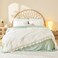 Litanika Full Comforter Set Ivory 3 Pieces Beige Ruffle Farmhouse Aesthetic Bedding Comforter Set Lightweight Fluffy Microfiber Bed Set 79x90In Comforter 2 Pillowcases