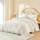 Litanika Full Comforter Set Ivory 3 Pieces Beige Ruffle Farmhouse Aesthetic Bedding Comforter Set Lightweight Fluffy Microfiber Bed Set 79x90In Comforter 2 Pillowcases