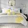 Madison Park Lola Sateen Cotton Comforter SetCasual Medallion Floral Design All Season Down Alternative Bedding Shams Bedskirt Decorative Pillows King GreyYellow 7 Piece