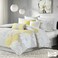 Madison Park Lola Sateen Cotton Comforter SetCasual Medallion Floral Design All Season Down Alternative Bedding Shams Bedskirt Decorative Pillows King GreyYellow 7 Piece