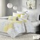 Madison Park Lola Sateen Cotton Comforter SetCasual Medallion Floral Design All Season Down Alternative Bedding Shams Bedskirt Decorative Pillows King GreyYellow 7 Piece