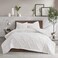 Madison Park Tufted Chenille Cotton Comforter All Season Bedding Set Matching Shams Pacey Shabby Chic Geometric Ogee Off White FullQueen90x90 3 Piece