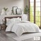 Madison Park Tufted Chenille Cotton Comforter All Season Bedding Set Matching Shams Pacey Shabby Chic Geometric Ogee Off White FullQueen90x90 3 Piece