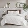 Madison Park Tufted Chenille Cotton Comforter All Season Bedding Set Matching Shams Pacey Shabby Chic Geometric Ogee Off White FullQueen90x90 3 Piece
