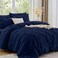 Sasttie Queen Comforter Set 7Piece Bed in a Bag Pintuck Bedding Sets for All Season Includes Comforter Flat Sheet Fitted Sheet Pillowcases and Pillowshams Navy