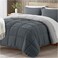 satisomnia King Size Comforter Set Grey Bedding Comforters King Size 3 Pieces Down Alternative Bed Comforter Lightweight Soft Quilted Bed Set Breathable Reversible All Season Bedding Sets Gray