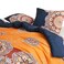 Wake In Cloud Bohemian Comforter Set Boho Chic Ornate Floral Elements Pattern Printed for Men Women Soft Lightweight Bedding 3 Pieces Orange Navy King Size