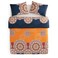 Wake In Cloud Bohemian Comforter Set Boho Chic Ornate Floral Elements Pattern Printed for Men Women Soft Lightweight Bedding 3 Pieces Orange Navy King Size