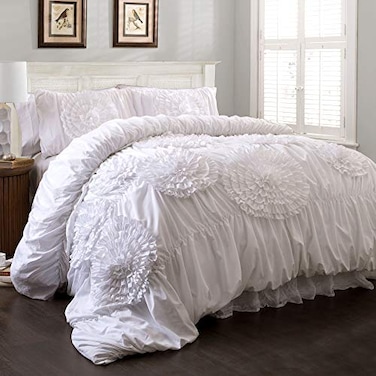 Lush Decor 3 Piece Serena Comforter Set King White