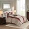 Madison Park Comforter Faux SilkTraditional Luxurious Jacquard Design All Season Set Matching Bed Skirt Decorative Pillows Queen90x90 Red 7 Piece