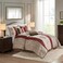 Madison Park Comforter Faux SilkTraditional Luxurious Jacquard Design All Season Set Matching Bed Skirt Decorative Pillows Queen90x90 Red 7 Piece