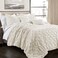 Lush Decor Ravello Pintuck Comforter Set Luxe 5 Piece Textured Bedding Set Traditional Glam Farmhouse Inspired Bedroom Decor Full Queen Ivory