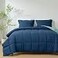 HIG 3pc Down Alternative Comforter Set All Season Reversible Comforter with Two Shams Quilted Duvet Insert with Corner Tabs Box Stitched Breathable Soft FullQueen NavyLight Blue