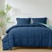 HIG 3pc Down Alternative Comforter Set All Season Reversible Comforter with Two Shams Quilted Duvet Insert with Corner Tabs Box Stitched Breathable Soft FullQueen NavyLight Blue
